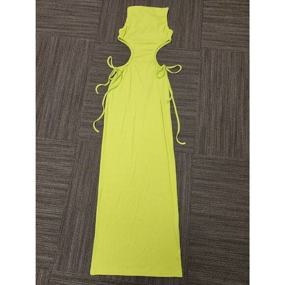 Belle MEDIUM Green Women's Sexy Halter Neck Hollow Out Maxi Dress Y2K Cutout Wai - Picture 3 of 10